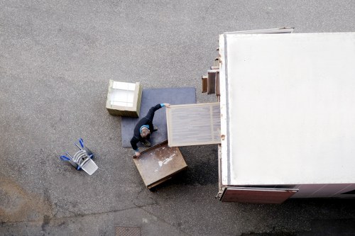 Commercial moving team at work